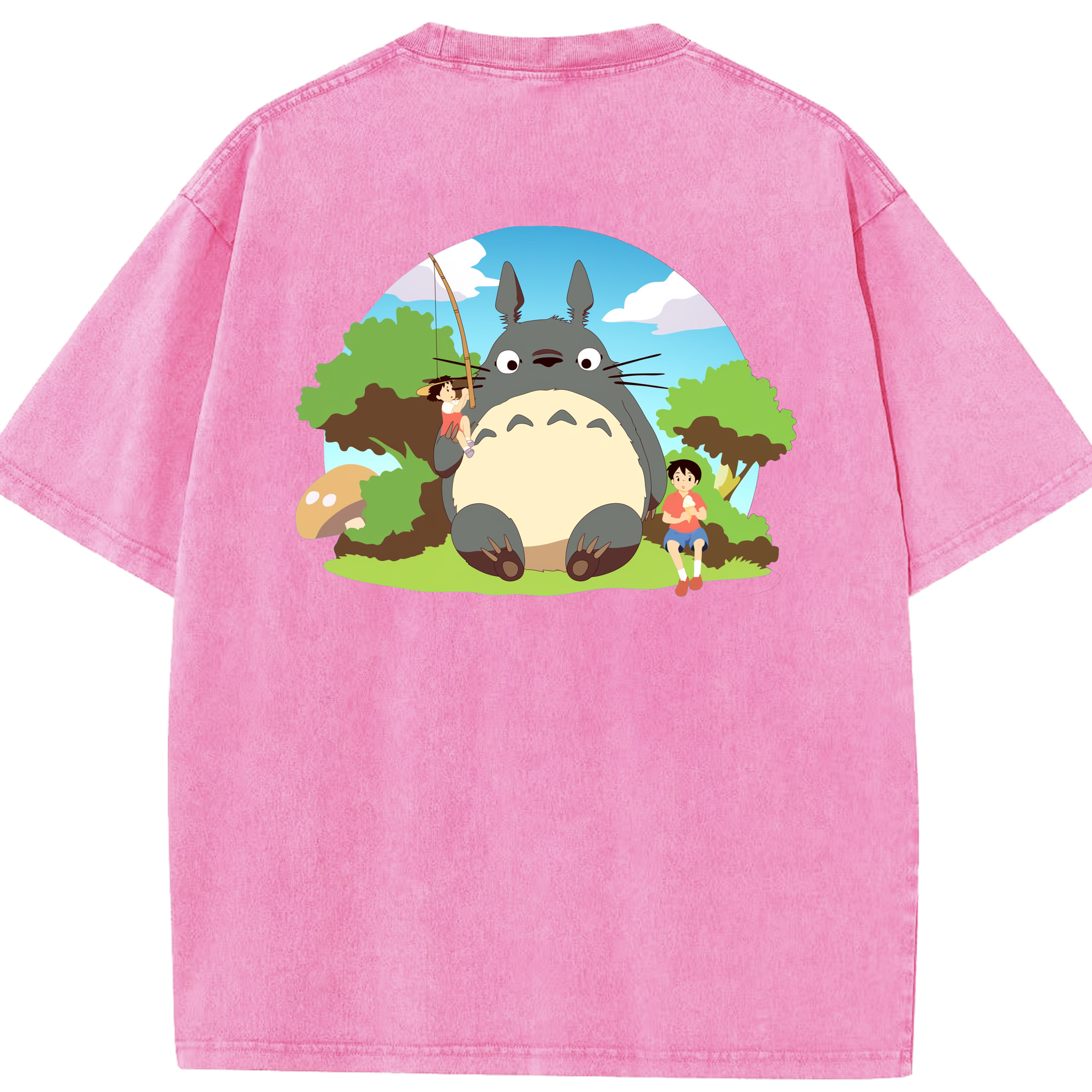（画像用） となりのトトロ 草壁メイ 草壁サツキ My Neighbor Totoro Satsuki Kusakabe Mei Kusakabe 綿100% ヴィンテージ風 半袖Tシャツ（背面プリント）
